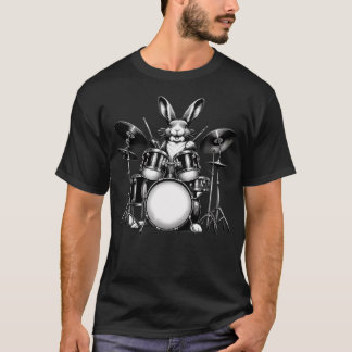 Cute Rabbit Bunny Playing Drums Rabbits Drummer Mu T-shirt