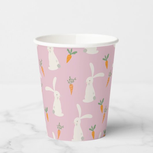 Cute Rabbit Carrot Patroon Papieren Bekers (Links)