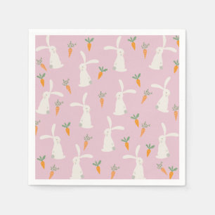 Cute Rabbit Carrot Patroon Servet