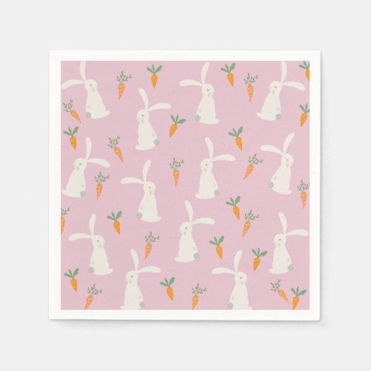 Cute Rabbit Carrot Patroon Servet (Voorkant)