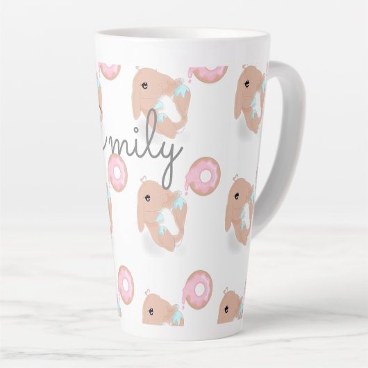 Cute Rabbit Cartoon Bunny Donut Pattern Childs Mok (Rechterhoek)