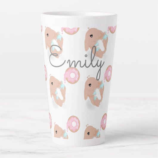 Cute Rabbit Cartoon Bunny Donut Pattern Childs Mok (Voorkant)
