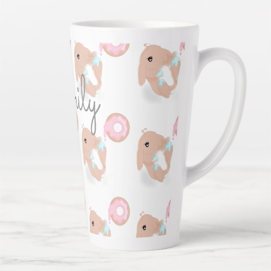 Cute Rabbit Cartoon Bunny Donut Pattern Childs Mok (Rechts)