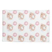 Cute Rabbit Cartoon Bunny Donut Pink Pattern Kussensloop (Achterkant)