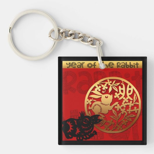 Cute Rabbit Chinese Year Zodiac Birthday ASqK Sleutelhanger (voorkant)
