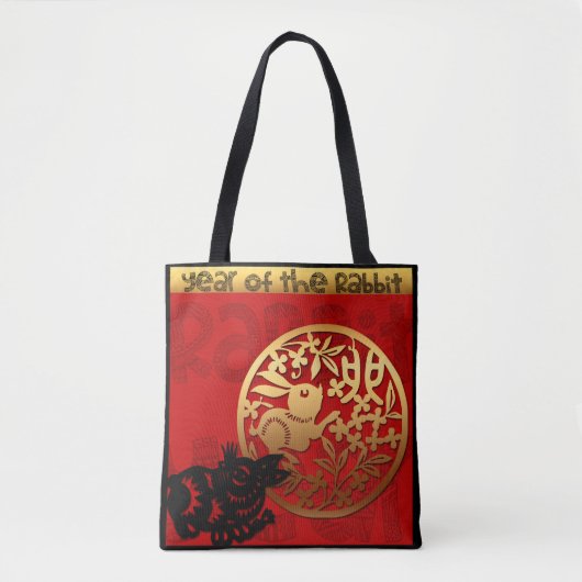 Cute Rabbit Chinese Year Zodiac Birthday Canvas ta Tote Bag (Voorkant)
