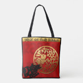 Cute Rabbit Chinese Year Zodiac Birthday Canvas ta Tote Bag (Achterkant)