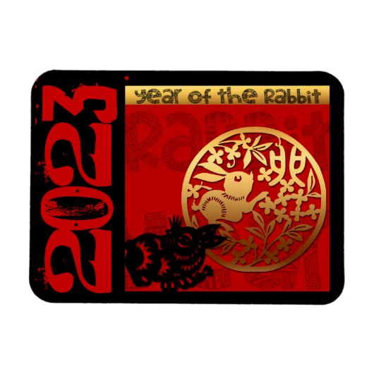 Cute Rabbit Chinese Year Zodiac Birthday HFM Magneet (Horizontaal)