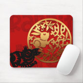 Cute Rabbit Chinese Year Zodiac Birthday Mousepad Muismat (Met muis)