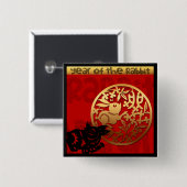 Cute Rabbit Chinese Year Zodiac Birthday Square B Vierkante Button 5,1 Cm (Voorkant /achterkant)