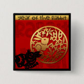 Cute Rabbit Chinese Year Zodiac Birthday Square B Vierkante Button 5,1 Cm (Voorkant)