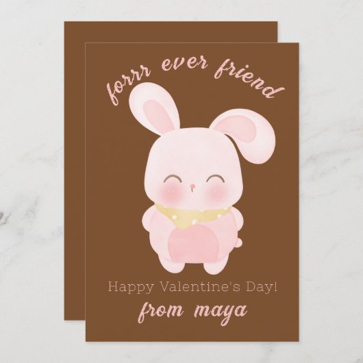 Cute rabbit Classroom Valentijn card Feestdagenkaart (Voorkant / Achterkant)