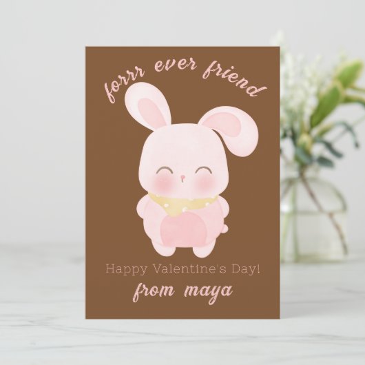Cute rabbit Classroom Valentijn card Feestdagenkaart (Staand voorkant)