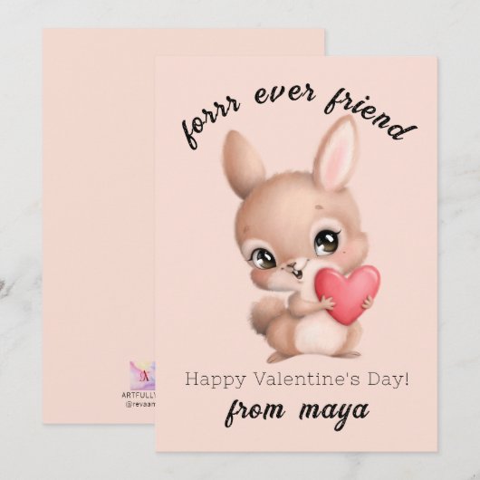 Cute rabbit Classroom Valentijn card Feestdagenkaart (Voorkant / Achterkant)