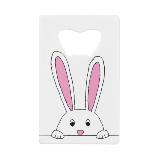 Cute Rabbit Clipart Peaking Cute Animals Bunny Art Creditkaart Flessenopener (Voorkant)