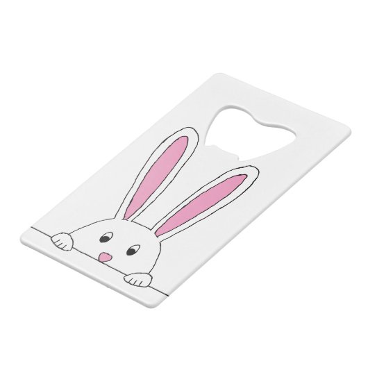Cute Rabbit Clipart Peaking Cute Animals Bunny Art Creditkaart Flessenopener (Achterkant Gekanteld)