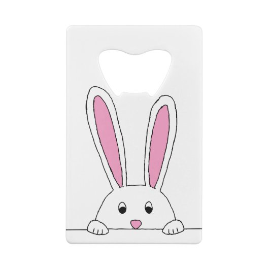 Cute Rabbit Clipart Peaking Cute Animals Bunny Art Creditkaart Flessenopener (Achterkant)