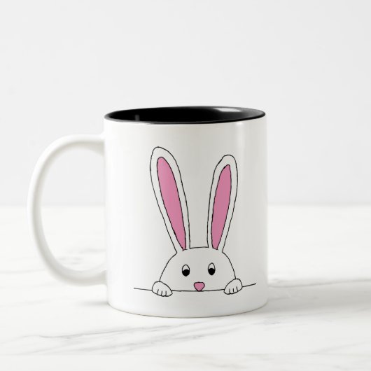 Cute Rabbit Clipart Peaking Cute Animals Bunny Art Tweekleurige Koffiemok (Links)