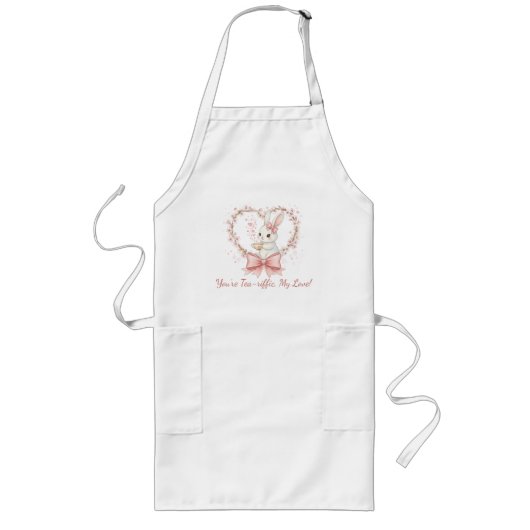 Cute Rabbit Cooking Apron - Personalized Chef Gift Lang Schort (Voorkant)