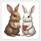 Cute Rabbit Couple – Love Bunny Sticker (Voorkant)