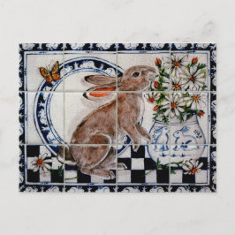 Cute Rabbit Cute Bunny Dedham Delft Tile Briefkaar Briefkaart