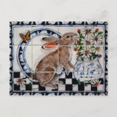 Cute Rabbit Cute Bunny Dedham Delft Tile Briefkaar Briefkaart (Voorkant)