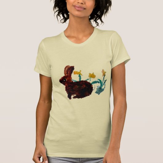 Cute Rabbit Daffodil Art T-shirt (Voorkant)