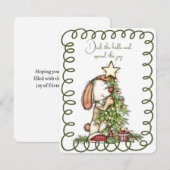 Cute Rabbit Decorating the Christmas Tree Feestdagenkaart (Voorkant / Achterkant)