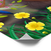 Cute Rabbit die gitaar speelt in de tuin van de bl Poster (Hoek)