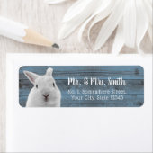 Cute Rabbit Dusty Blue Barn Wood Baby shower Etiket (Insitu)
