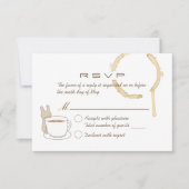 Cute Rabbit en Coffee Wedding RSVP Card (Voorkant)