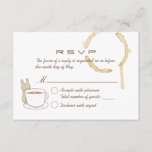 Cute Rabbit en Coffee Wedding RSVP Card Kaartje