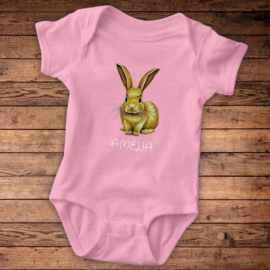 Cute Rabbit en Custom Name Romper