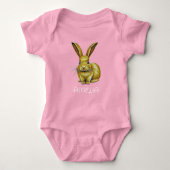 Cute Rabbit en Custom Name Romper (Voorkant)