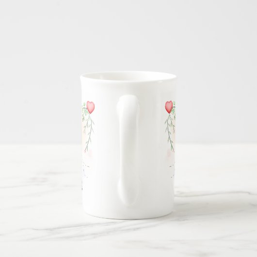 Cute Rabbit en Hearts Porselein Kop (Achterkant)