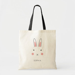 Cute Rabbit Face Custom Name Canvas tas
