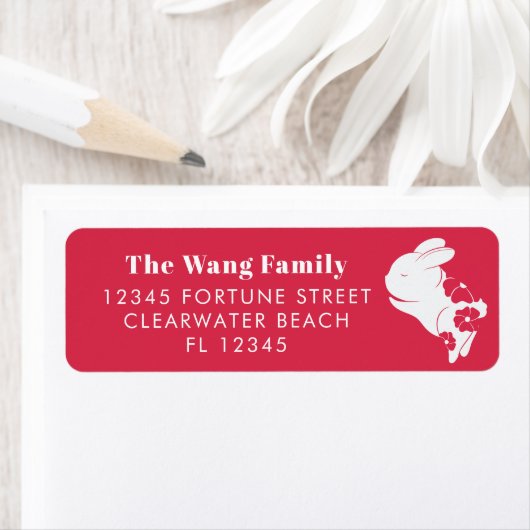 Cute Rabbit Floral Return Address Label (Insitu)