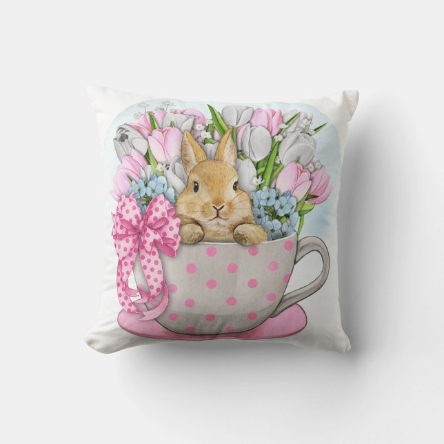 Cute Rabbit Flower Pot Kussen (Easter Sunday Throw Pillow!)