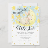 Cute Rabbit Gold Twinkle Little Star Baby shower Kaart (Voorkant)