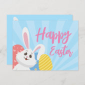 Cute Rabbit Happy Easter Briefkaart (Voorkant / Achterkant)