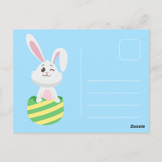Cute Rabbit Happy Easter Briefkaart (Achterkant)