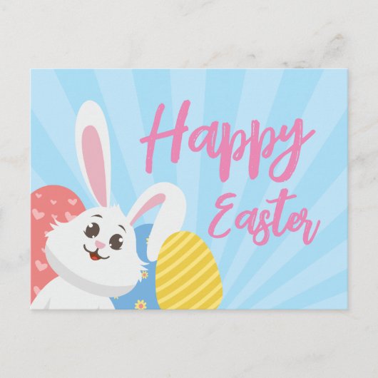 Cute Rabbit Happy Easter Briefkaart (Voorkant)