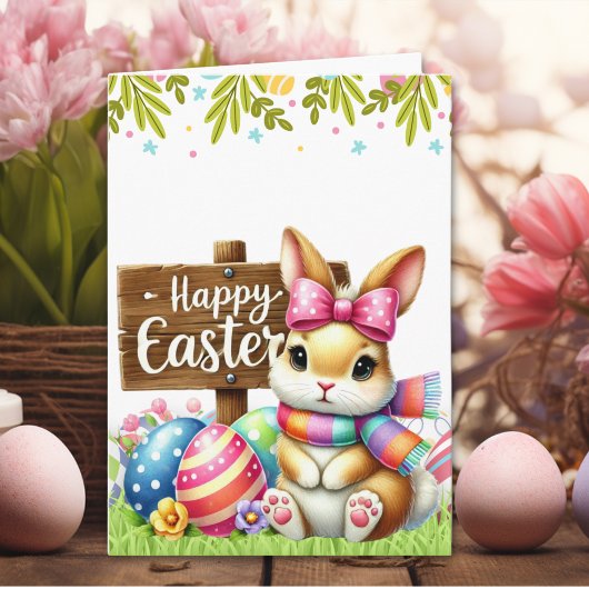 Cute Rabbit 'HAPPY EASTER' Card  Kaart