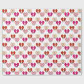 Cute Rabbit & Heart Funny Schattige Valentijnsdag Cadeaupapier (Vlak)