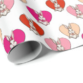 Cute Rabbit & Heart Funny Schattige Valentijnsdag Cadeaupapier (Rol Hoek)