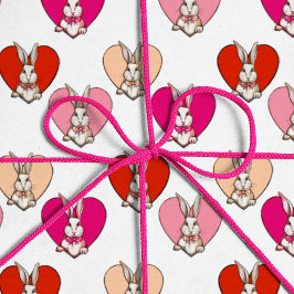 Cute Rabbit & Heart Funny Schattige Valentijnsdag Cadeaupapier