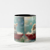 Cute Rabbit in a Red Boat Personalized Tweekleurige Koffiemok (Center)