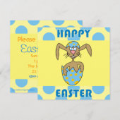 Cute Rabbit in Egg Easter Party Invitations Kaart (Voorkant / Achterkant)