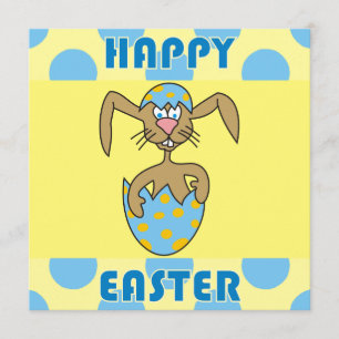Cute Rabbit in Egg Easter Party Invitations Kaart