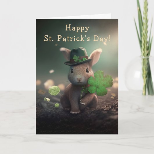 Cute Rabbit in Pet St. Patrick's Day Feestdagen Kaart (Voorkant)
